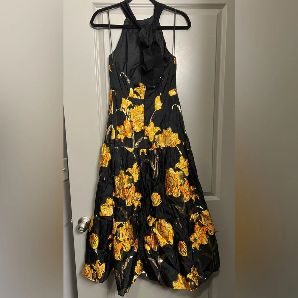 MILLY Hayden Halter Floral Midi Dress Size 6 - Picture 6 of 11